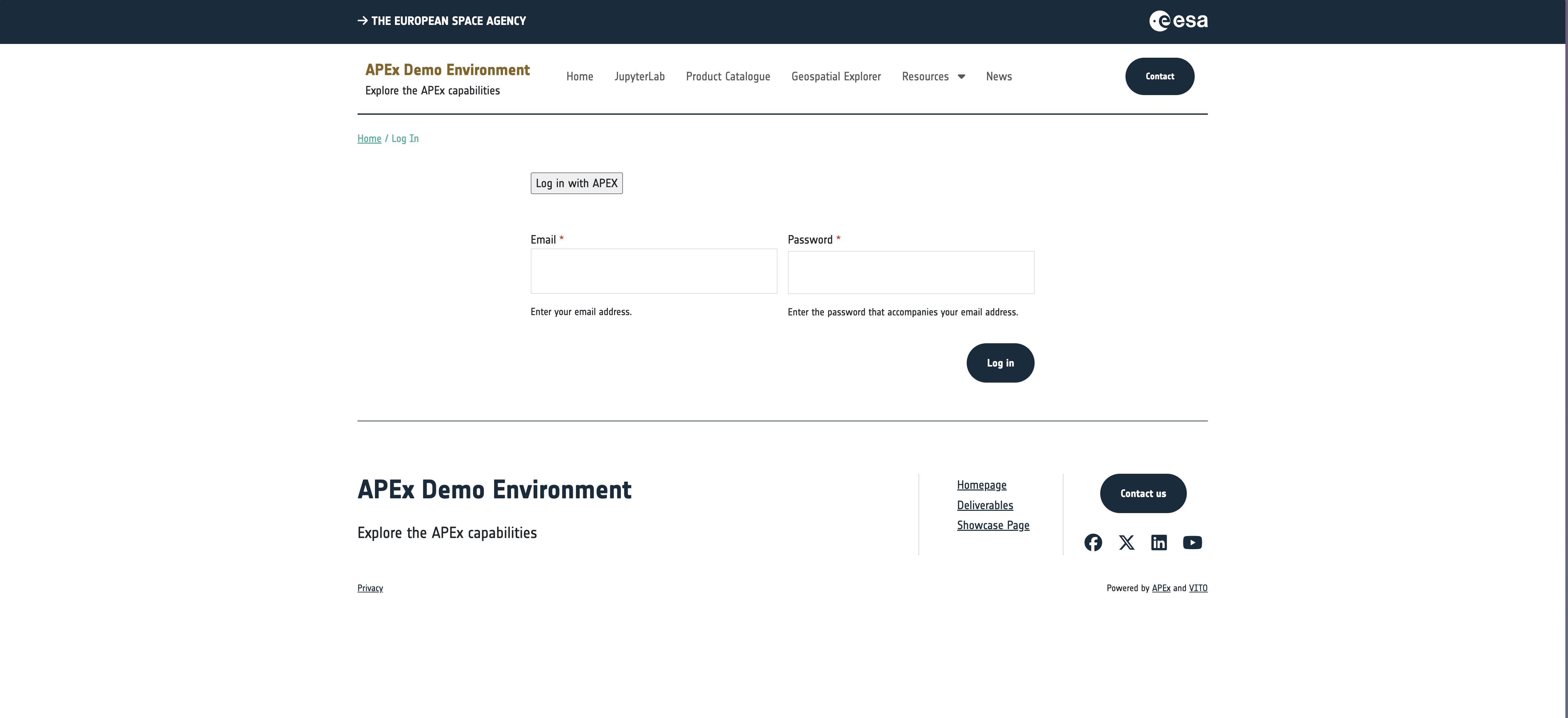 Project Web Portal login screen