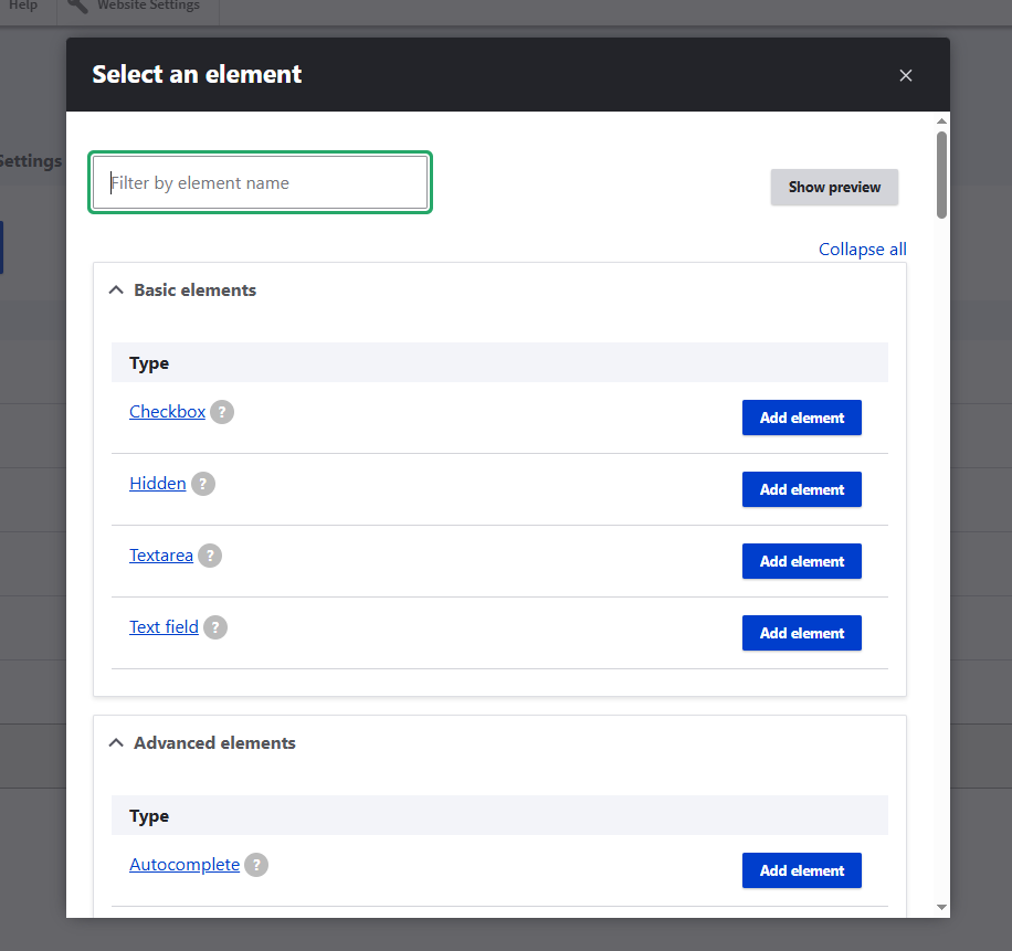 Web Form - Build Elements