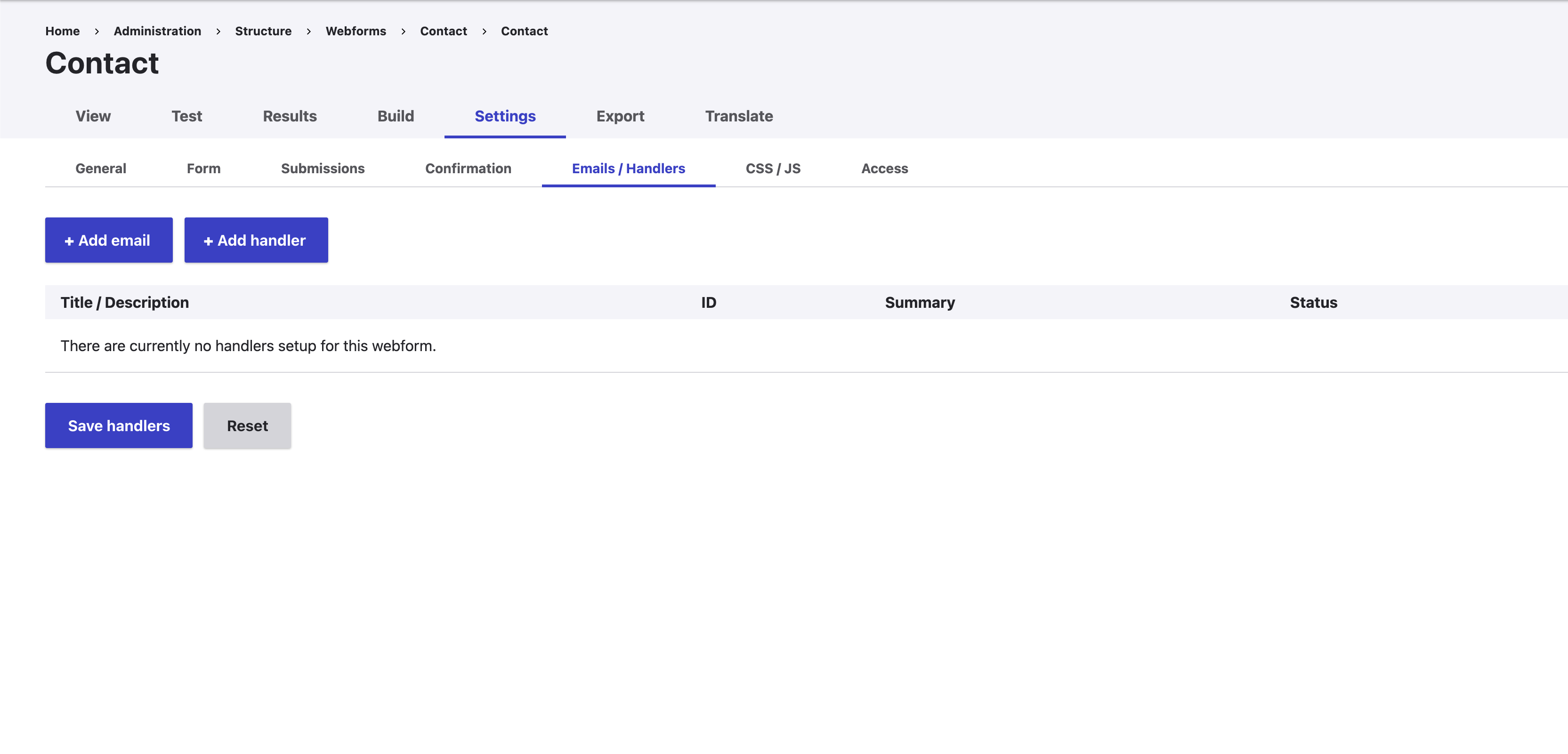 Web Form - Email Settings